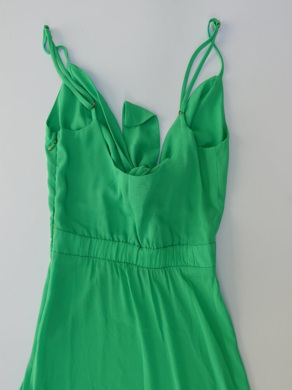 Show Me Your Mumu Moby Green front tie midi Dress spaghetty strap  size XS - Picture 9 of 11
